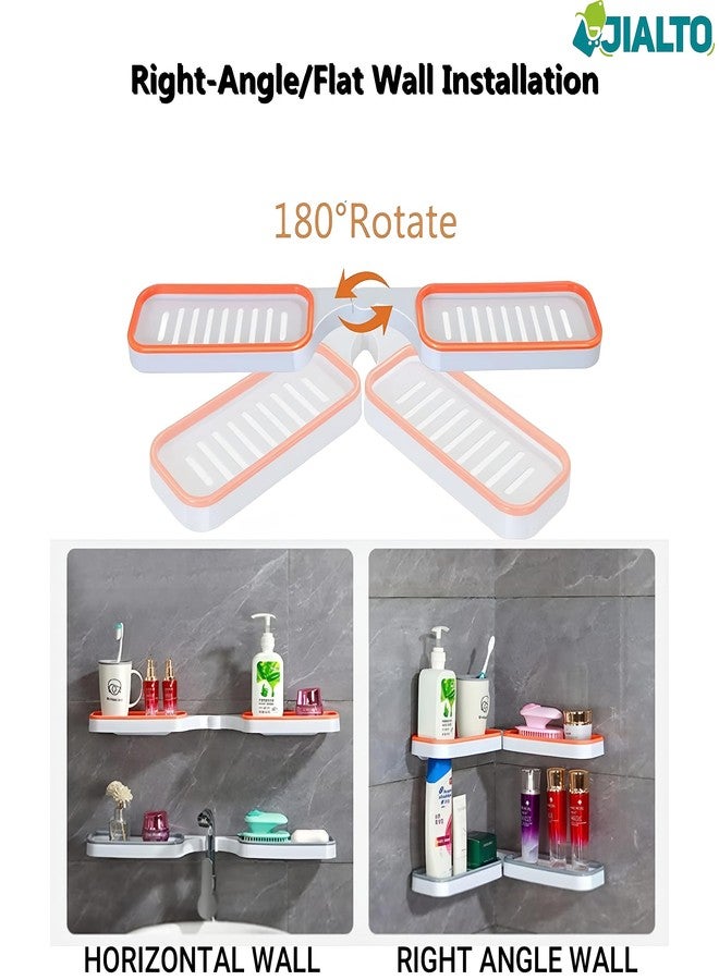 JIALTO 1 Pcs Foldable Corner Shelf, No Drilling Adhesive Bathroom Organiser, Punchless Bathroom Corner Frame, Storage Soap Holders Rack for Bathroom Organiser Without Drill Grey - Image 3